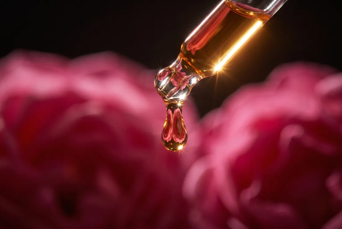 A drop of pure Bulgarian rose oil - liquid gold