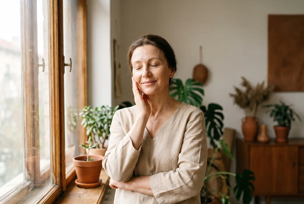 A woman with naturally radiant skin
