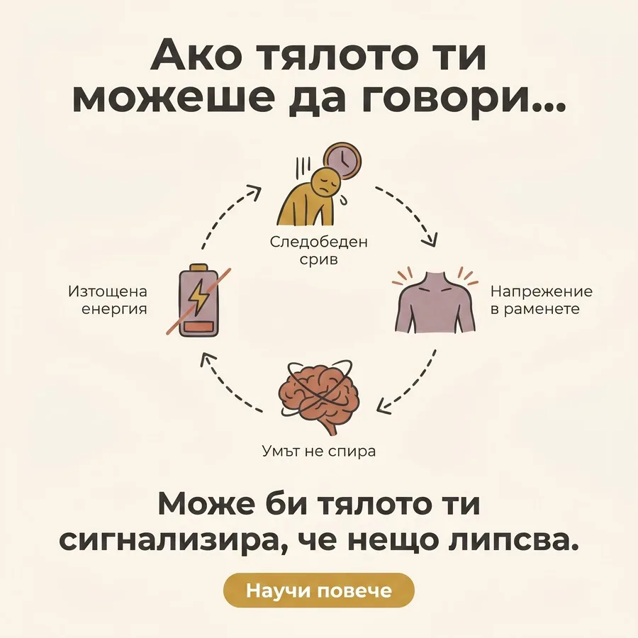 An illustrated cycle of small figures under the line: if your body could talk.