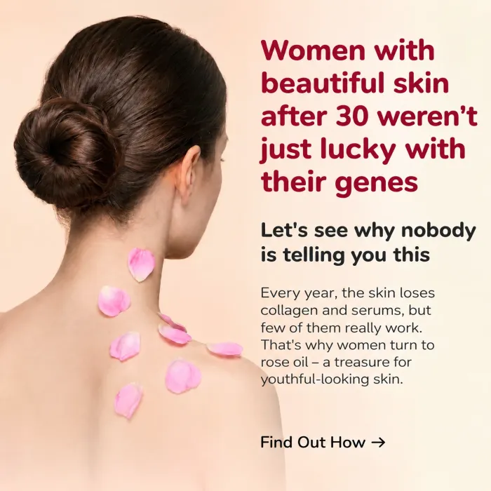 An ad stating that women with beautiful skin after thirty were not just lucky with their genes.