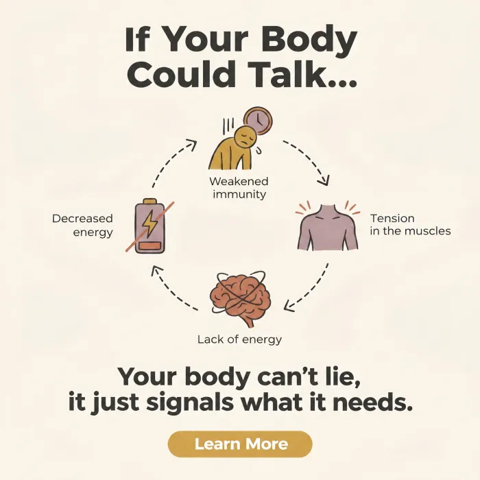 An illustrated cycle showing what the body signals when it lacks magnesium.
