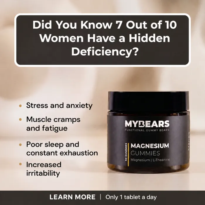 A dark ad asking whether you know that seven in ten women carry a hidden deficiency.